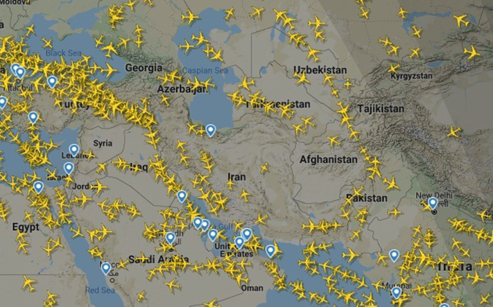 (عکس) کاهش شدید ترافیک پروازهای خارجی در آسمان ایران