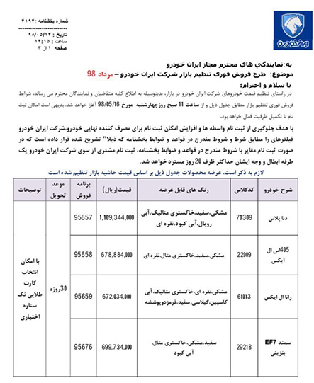 فروش ۴ محصول ایران خودرو از چهارشنبه + جدول