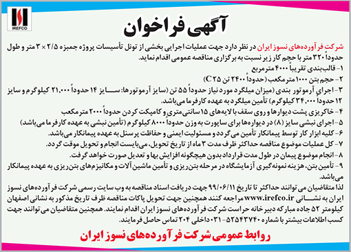 آگهی فراخوان شرکت فرآورده های نسوز ایران