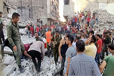 ریزش ساختمان ۵ طبقه در سوریه